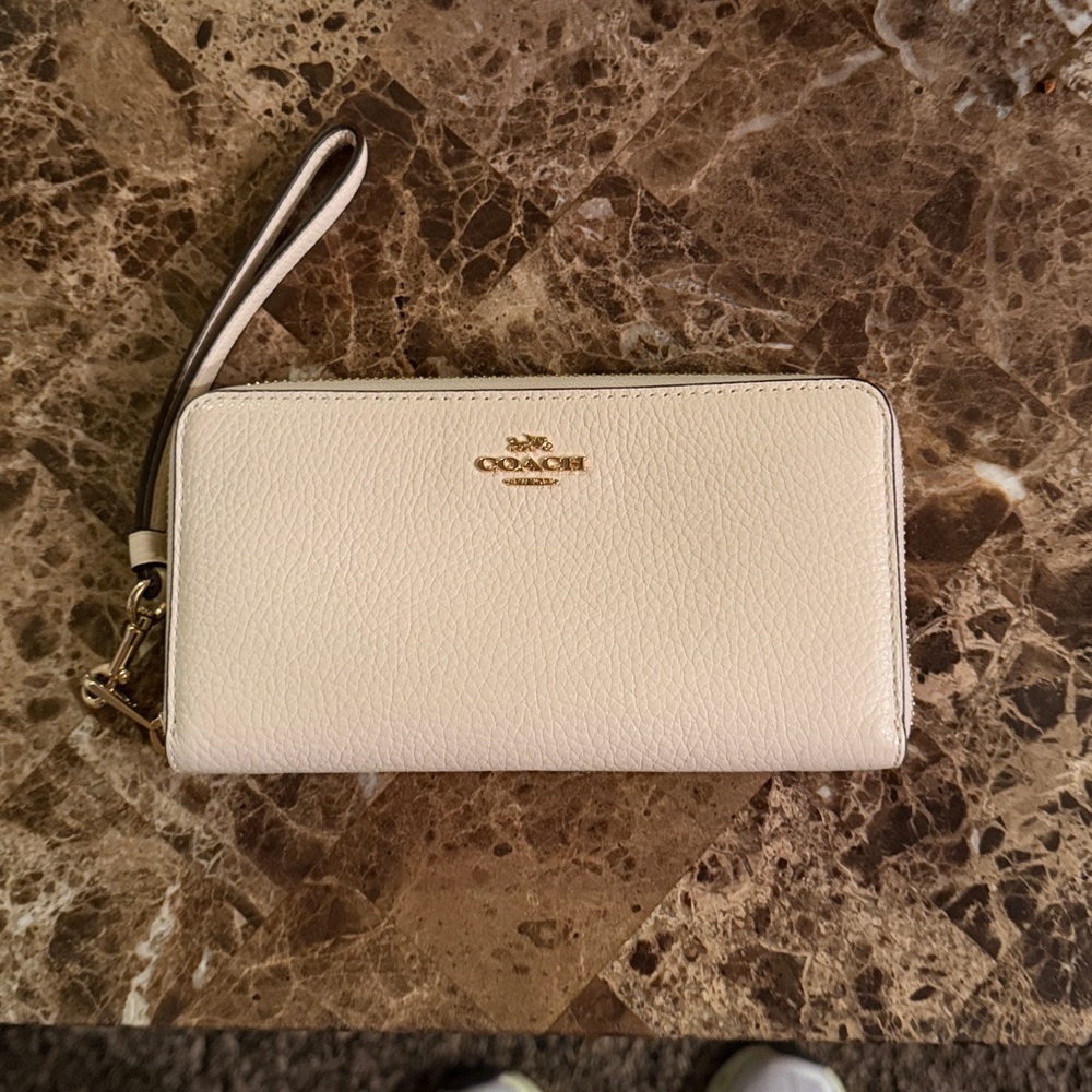 Coach Cream Leather Wristlet
